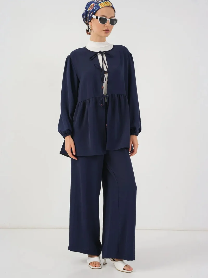 بيغ دارت BDART Crew Neck Long Tunic and Wide Leg Pants Set